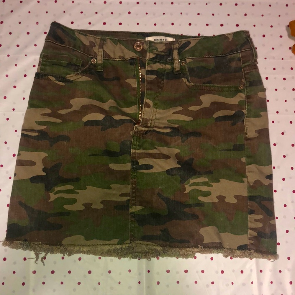 forever 21 camo denim mini skirt